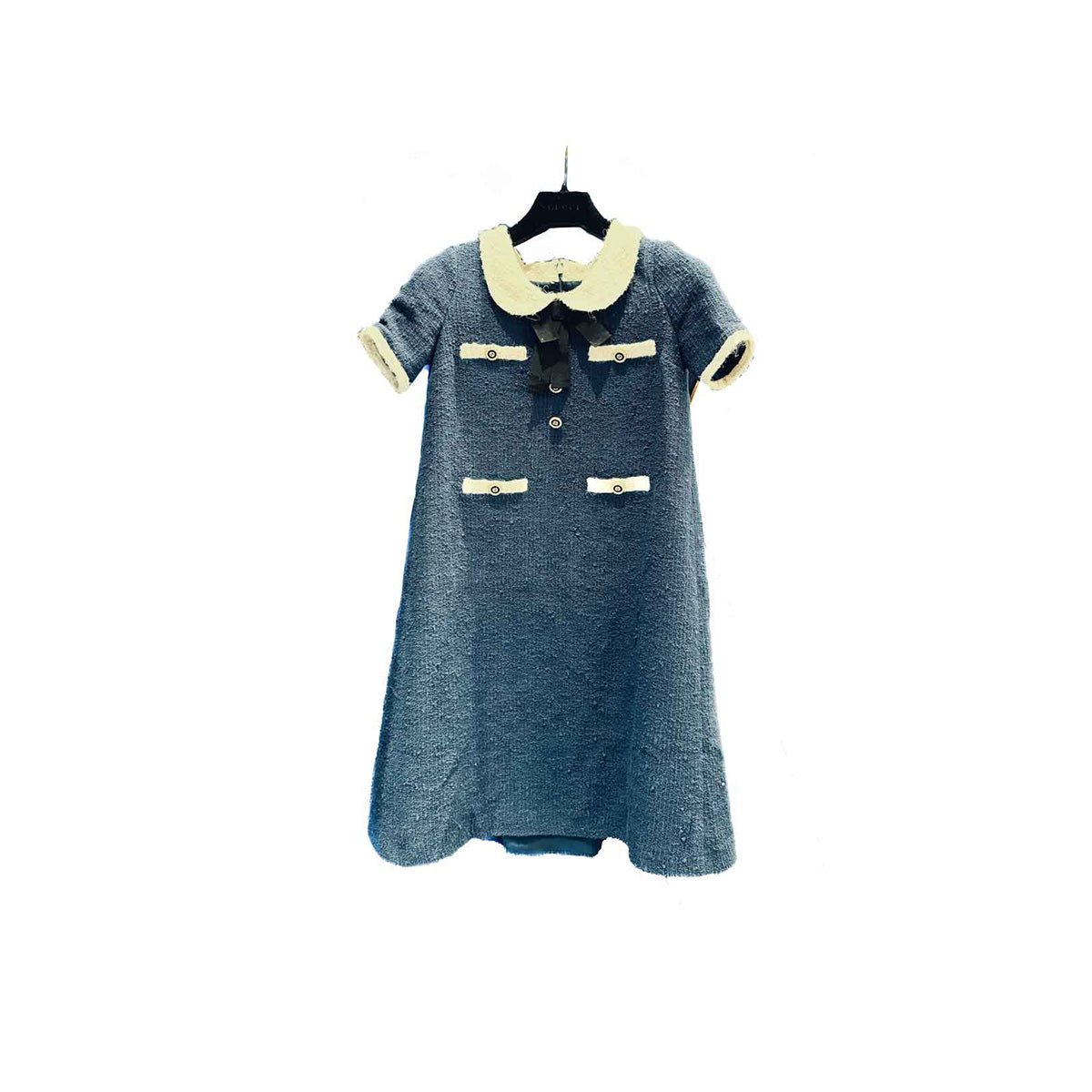 Gucci Blue Knit Dress with Neck Bow