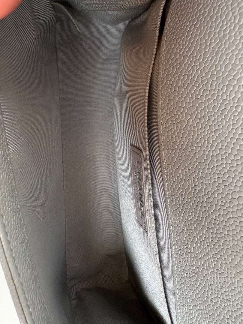 Chanel Leboy  Medium Silver Caviar Bag