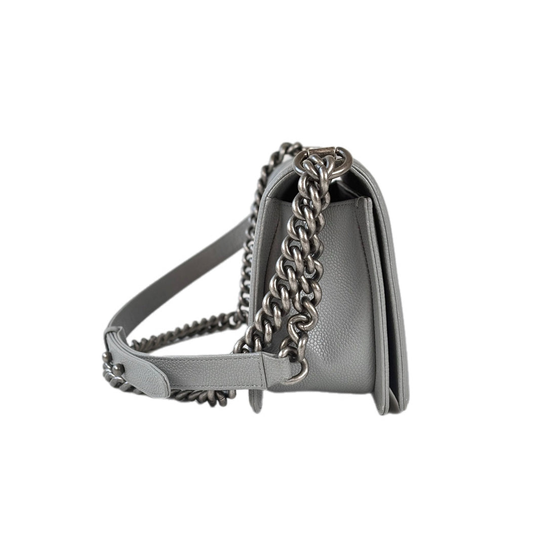 Chanel Leboy  Medium Silver Caviar Bag