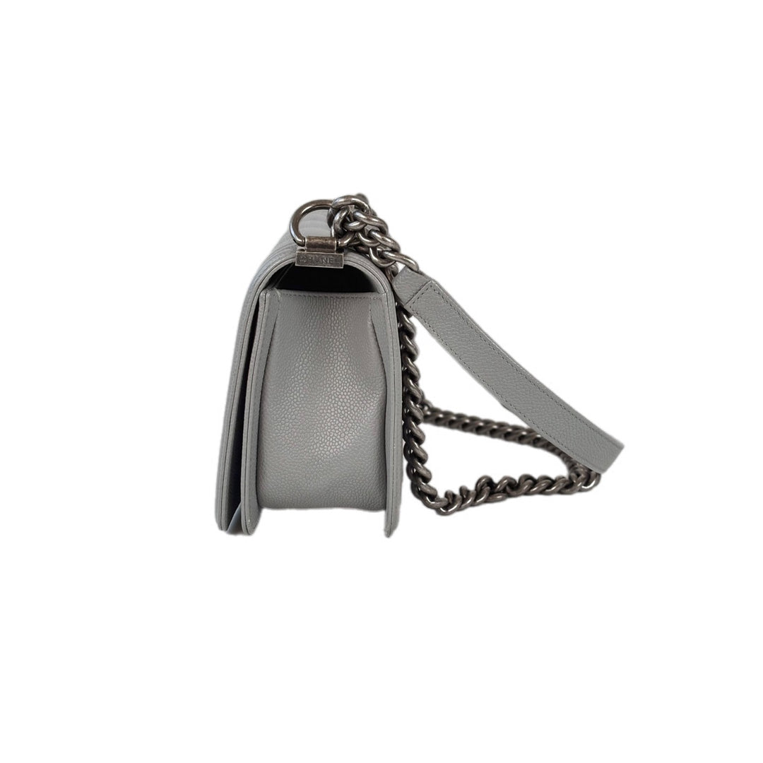 Chanel Leboy  Medium Silver Caviar Bag