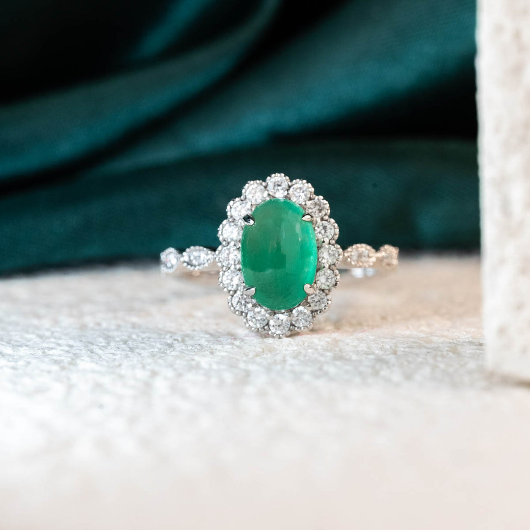 Natural Emerald Diamond Ring D1.63ct d0.392ct. 18K