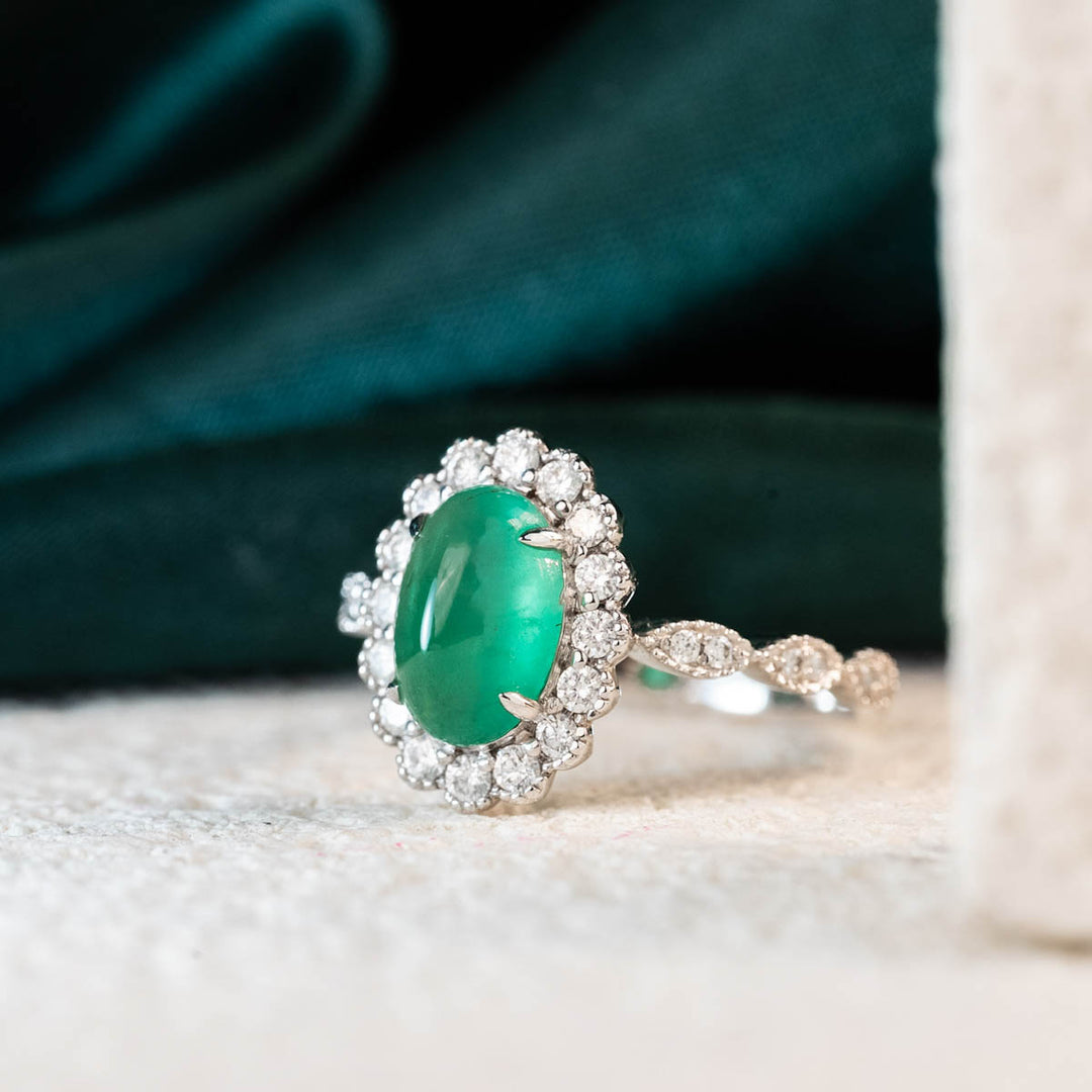 Natural Emerald Diamond Ring D1.63ct d0.392ct. 18K