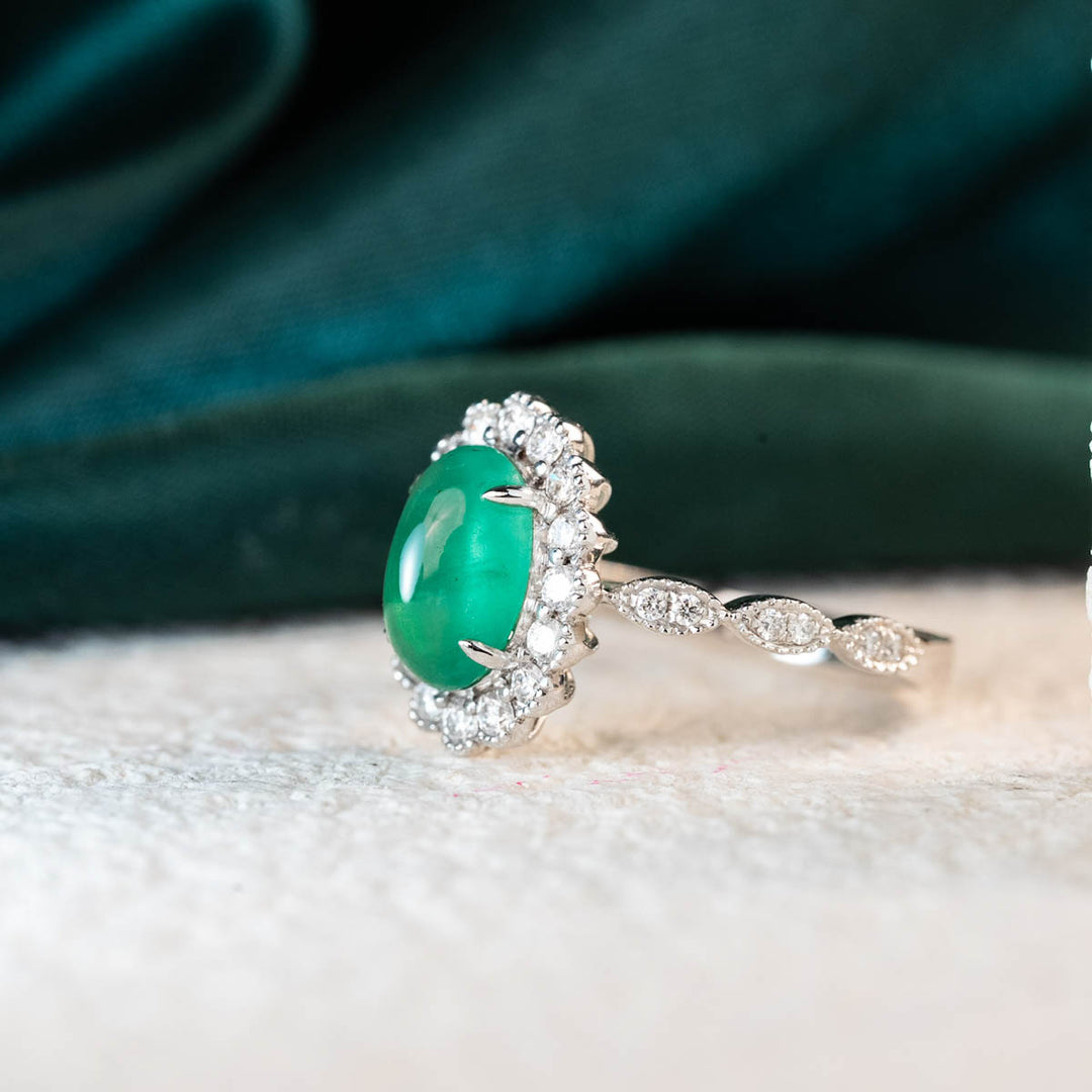 Natural Emerald Diamond Ring D1.63ct d0.392ct. 18K