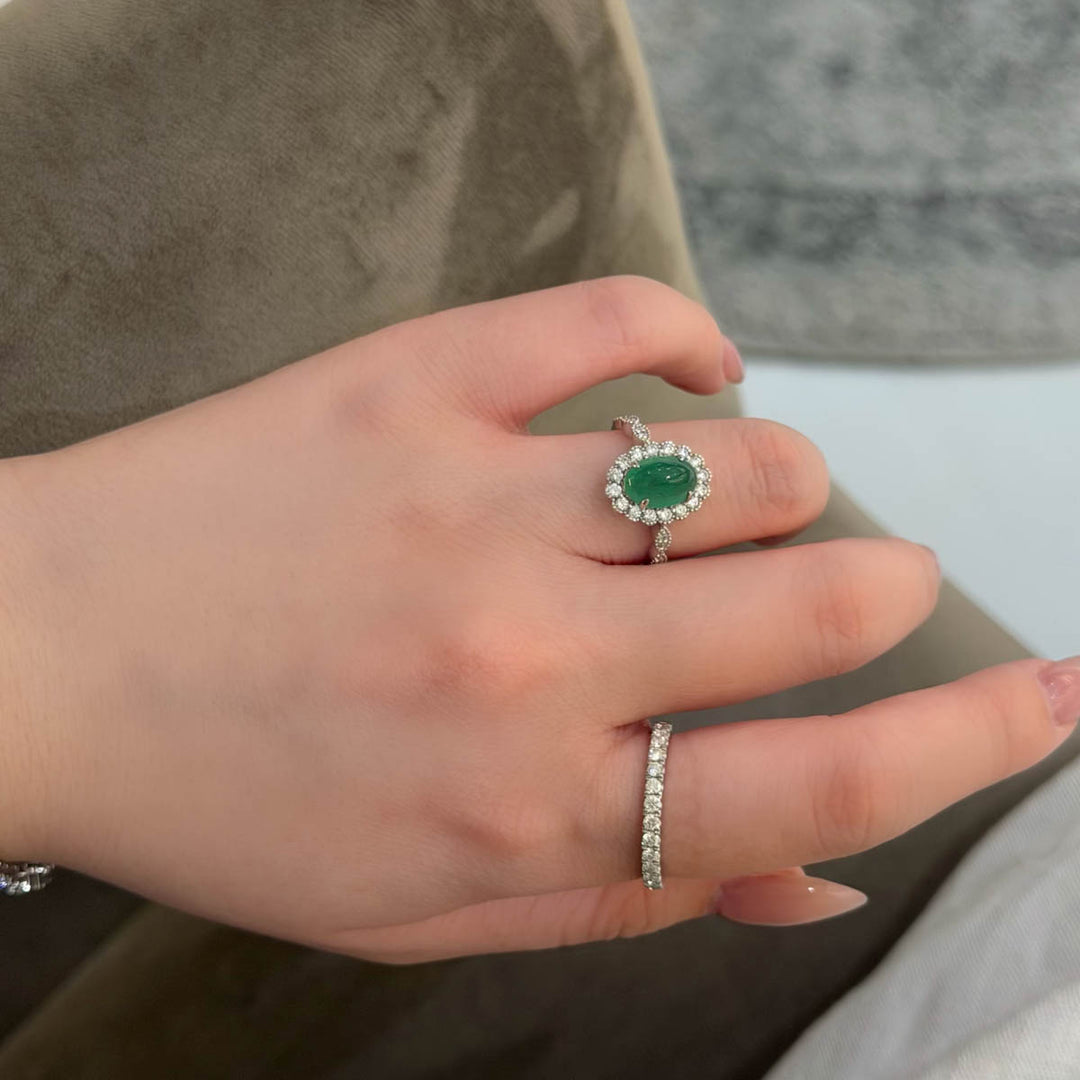 Natural Emerald Diamond Ring D1.63ct d0.392ct. 18K
