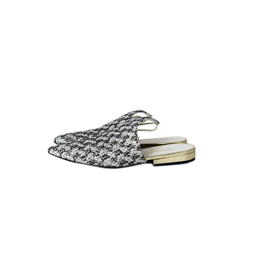 Chanel Tweed Flat Shoes #36.5