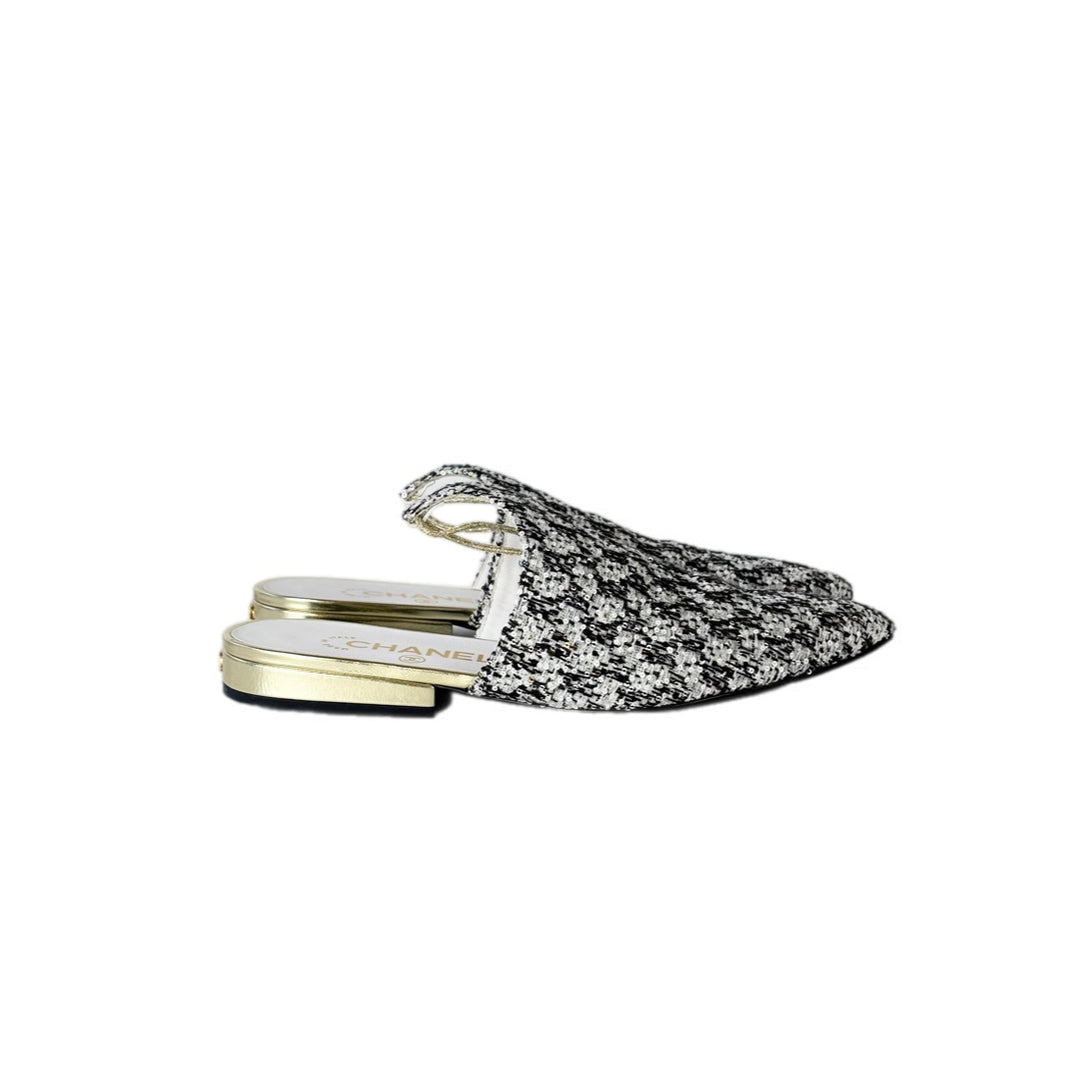 Chanel Tweed Flat Shoes #36.5