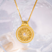 Jiaxy & K 24k 999 Chinese Lattice Openwork Necklace 10.90g, Natural White Diamond 0.358ct - photo 2