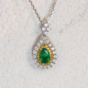 Natural Emerald Diamond Necklace D0.37ct. 18K