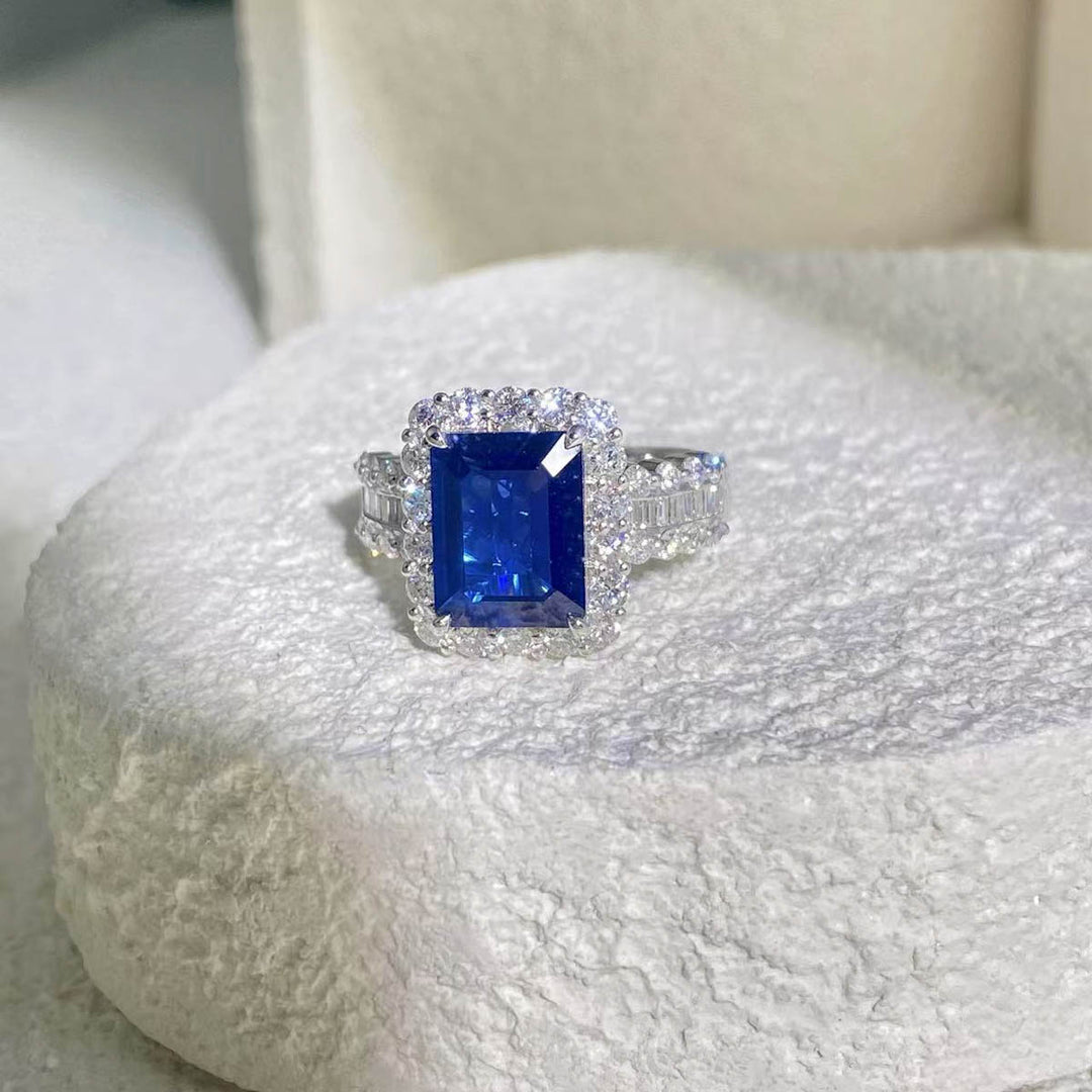 Natural Blue Sapphire Ring D3.60ct d1.23ct 18K, Sri Lanka Royal Blue,GSL