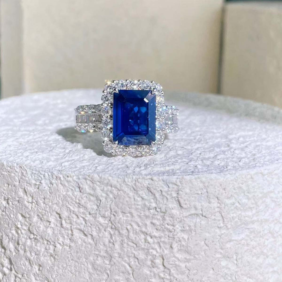 Natural Blue Sapphire Ring D3.60ct d1.23ct 18K, Sri Lanka Royal Blue,GSL