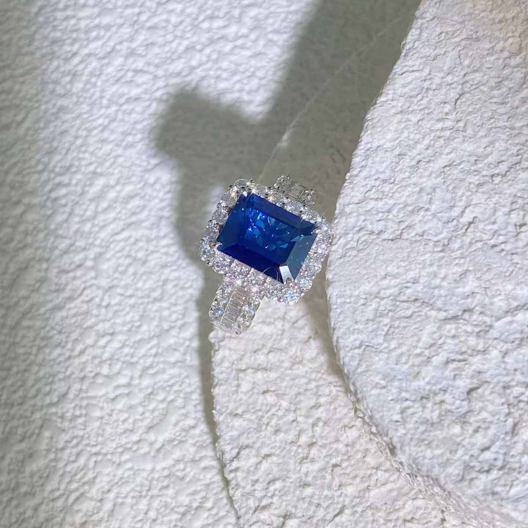 Natural Blue Sapphire Ring D3.60ct d1.23ct 18K, Sri Lanka Royal Blue,GSL