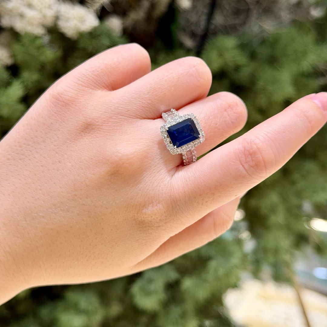 Natural Blue Sapphire Ring D3.60ct d1.23ct 18K, Sri Lanka Royal Blue,GSL