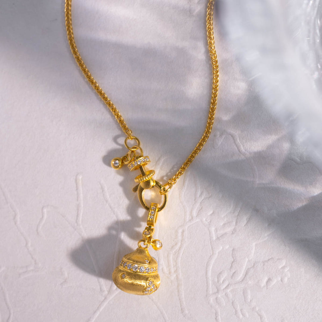 24k 999 Gourd Necklace 9.65g,White Diamond 0.272ct