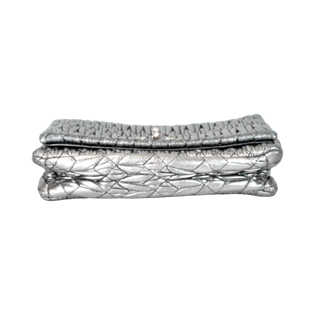 Miumiu Crystal Chain Bag Silver Lambskin
