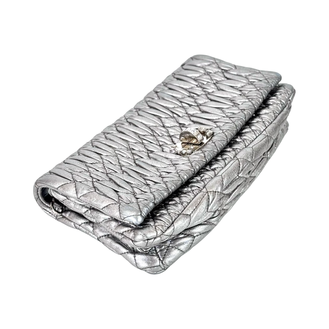 Miumiu Crystal Chain Bag Silver Lambskin