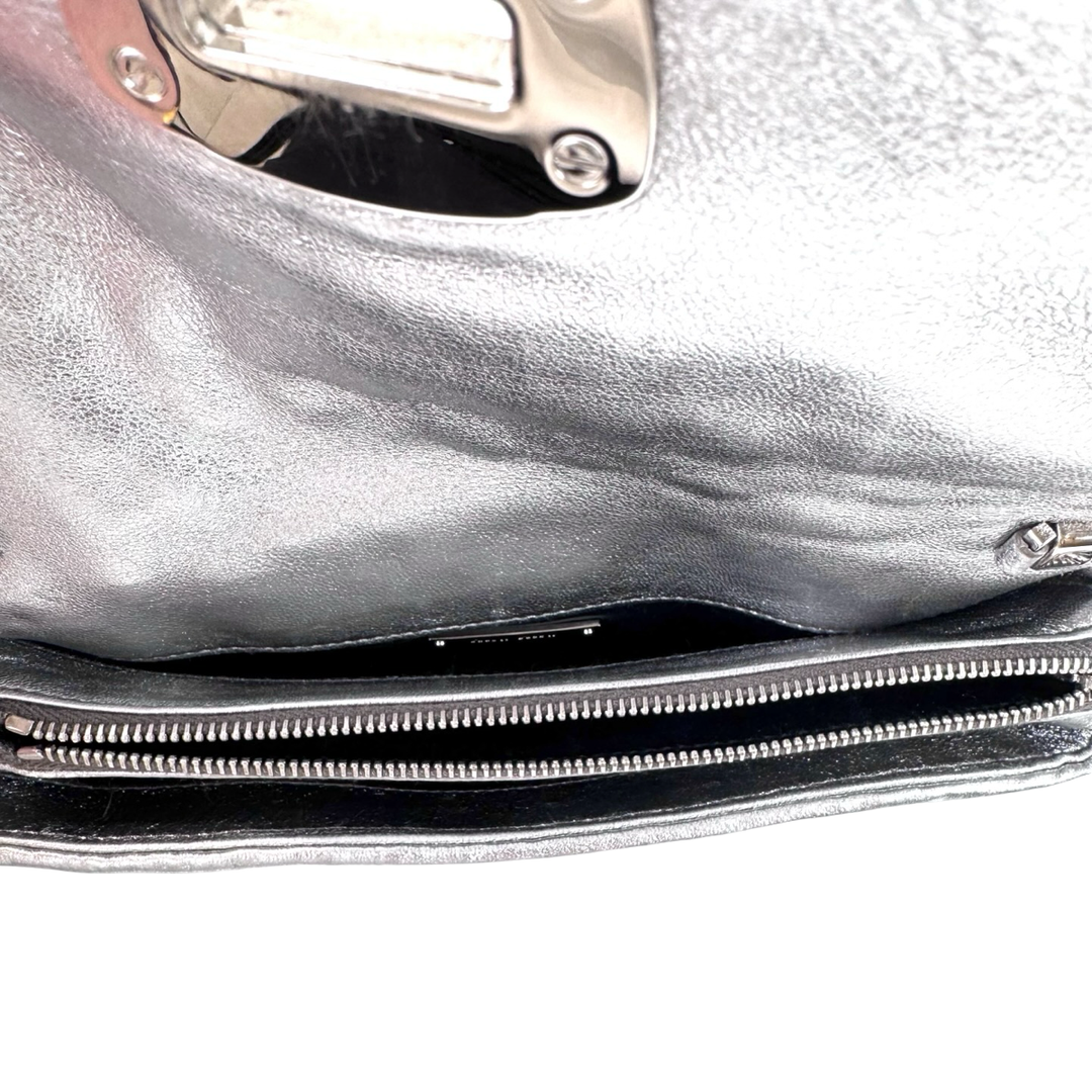 Miumiu Crystal Chain Bag Silver Lambskin