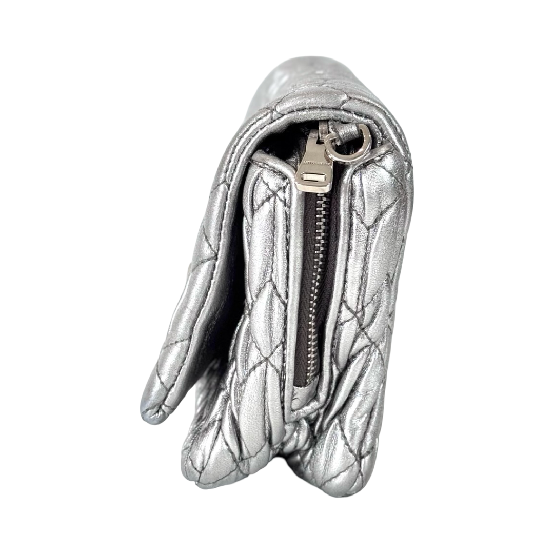 Miumiu Crystal Chain Bag Silver Lambskin