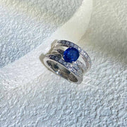 Natural Blue Sapphire Diamond Ring D1.55ct d0.45ct. PT,Sri Lanka