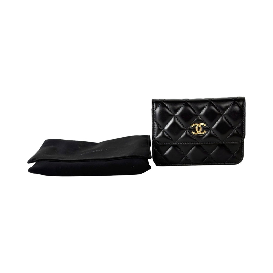 Chanel Black Mini WOC Pearl Chain Bag