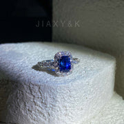 Natural Sri Lanka Sapphire Diamond Ring D2.09ct d1.04ct. 18K Royal Blue