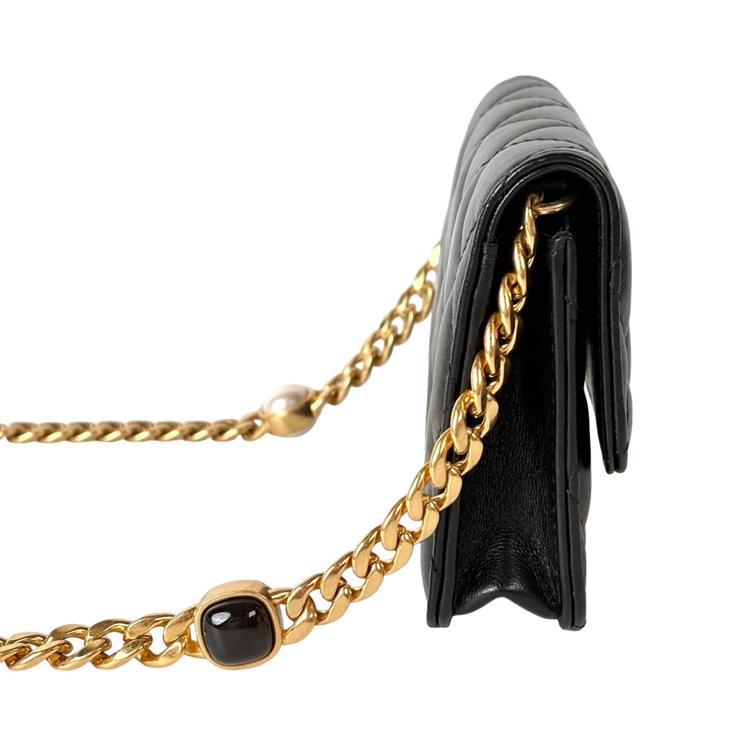Chanel Black Mini WOC Pearl Chain Bag