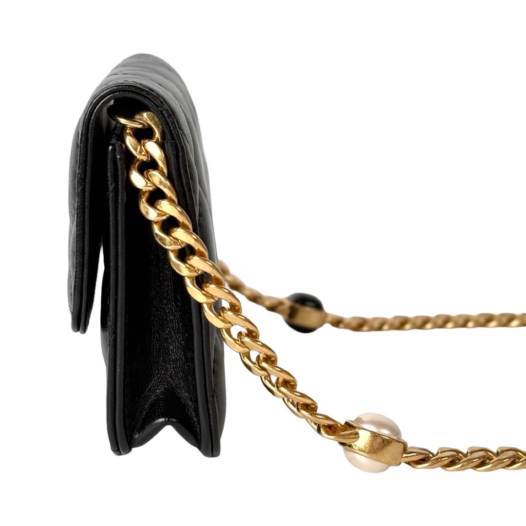 Chanel Black Mini WOC Pearl Chain Bag
