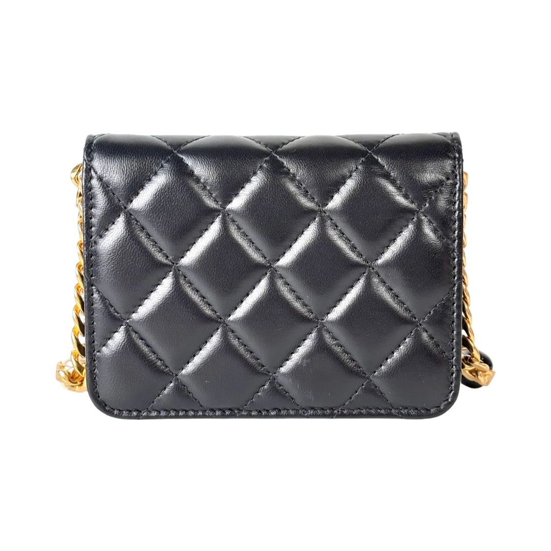 Chanel Black Mini WOC Pearl Chain Bag