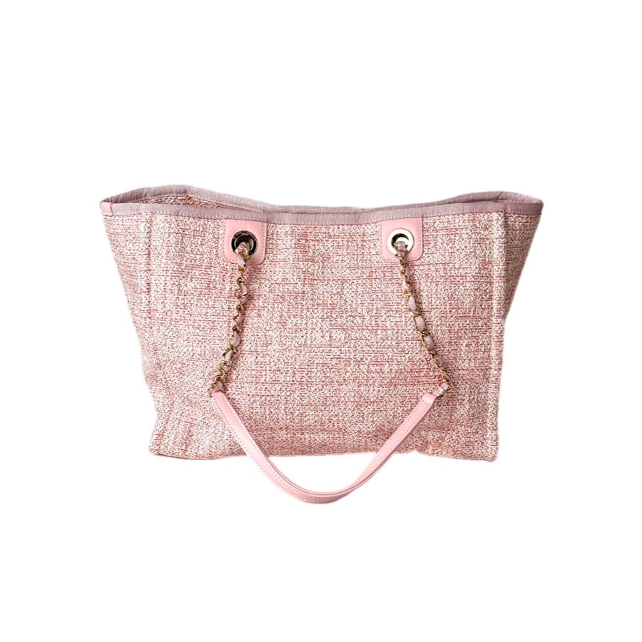 Chanel  Deauville Pink Small Tweed Tote Bag