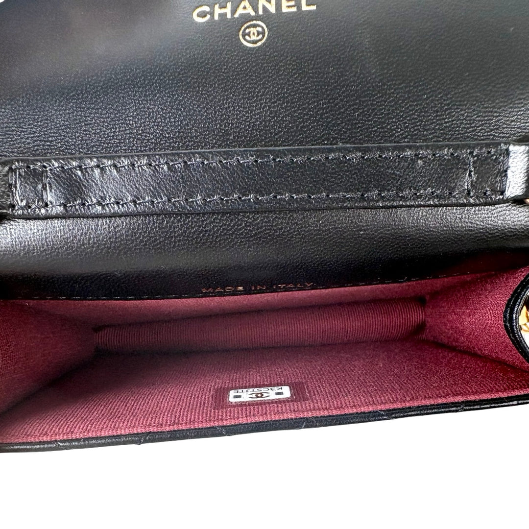 Chanel Black Mini WOC Pearl Chain Bag