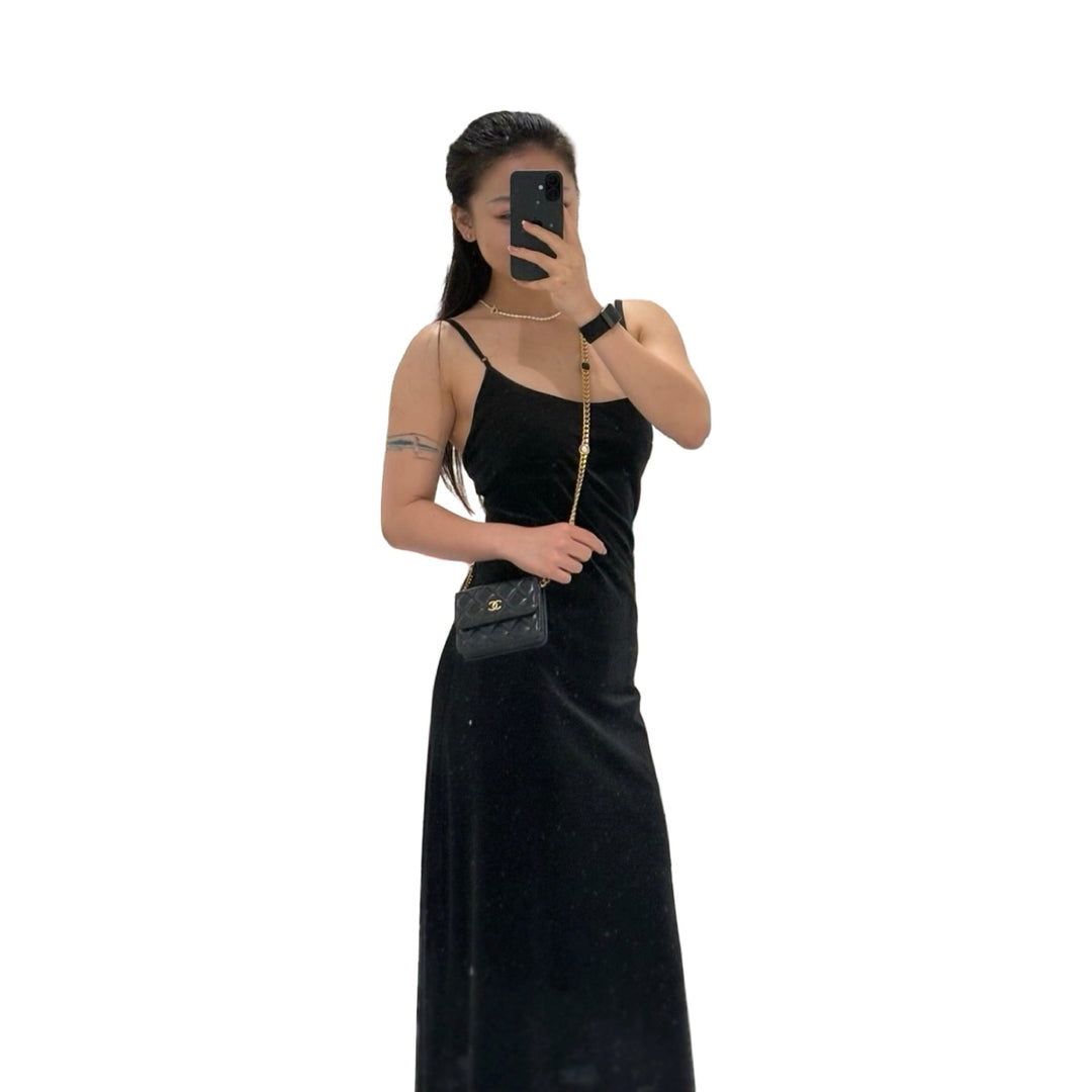 Chanel Black Mini WOC Pearl Chain Bag