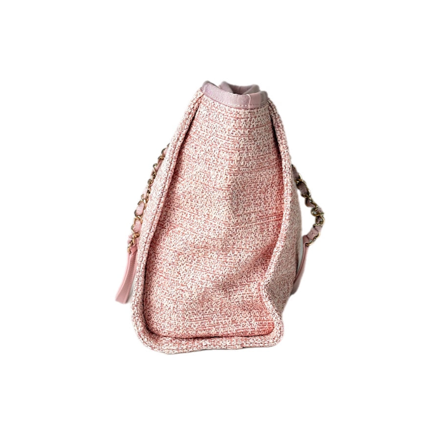 Chanel  Deauville Pink Small Tweed Tote Bag