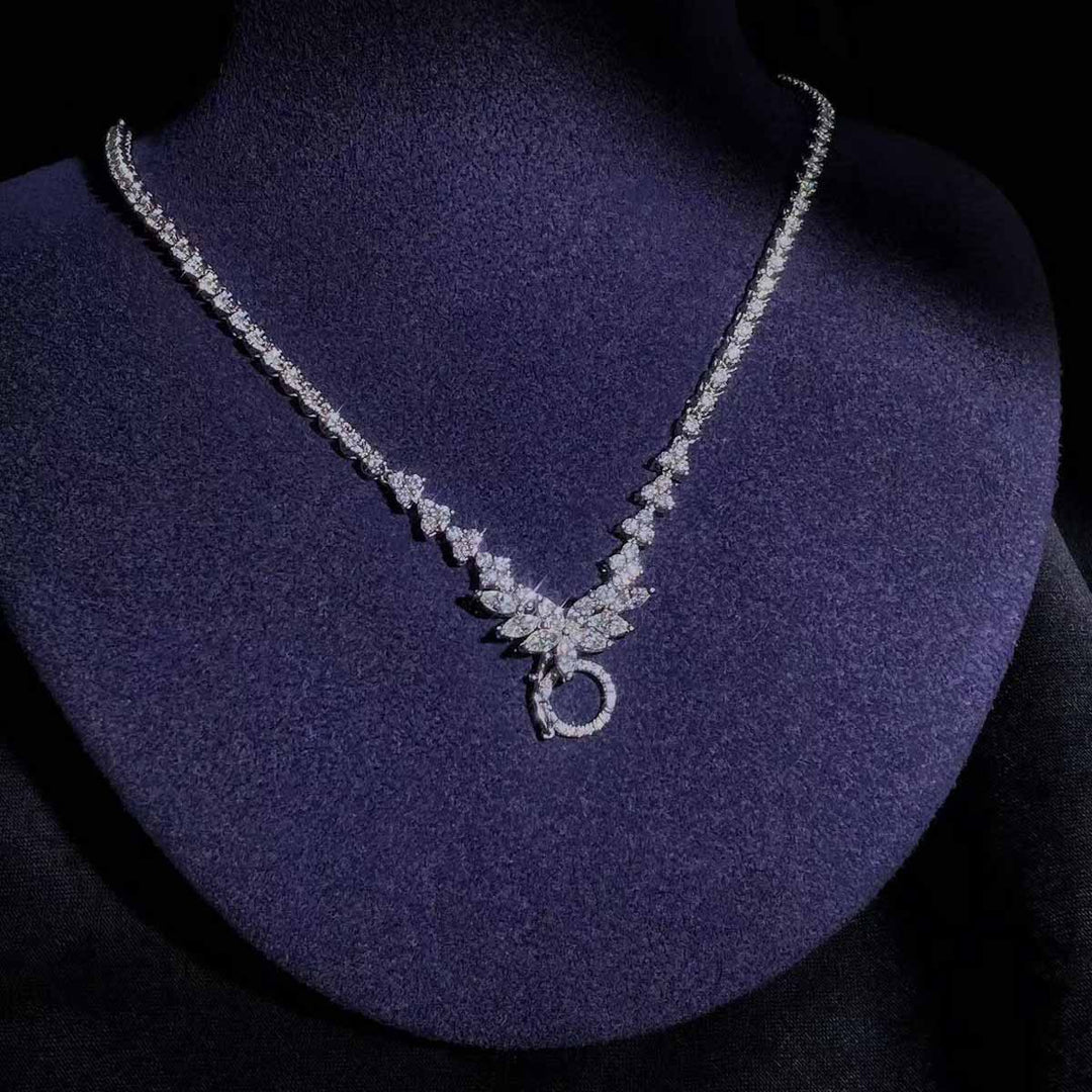 Natural White Diamond Universal Clasp Necklace D1.60ct,18K D-E SI