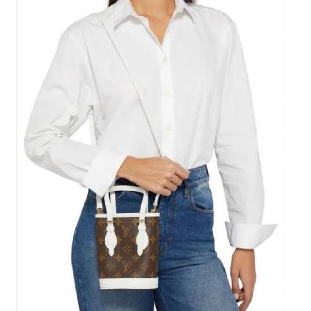 Louis Vuitton Monogram Match Nano Bucket Bag White