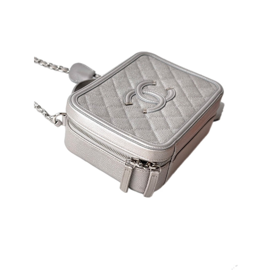 Chanel Silver Vanity Box Bag