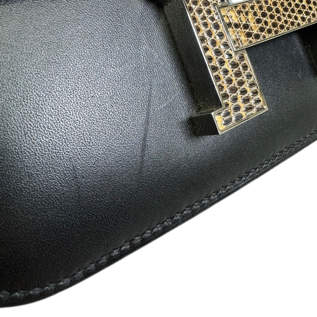 Hermes Constance 18 with Lizard Buckle Black Monsieur