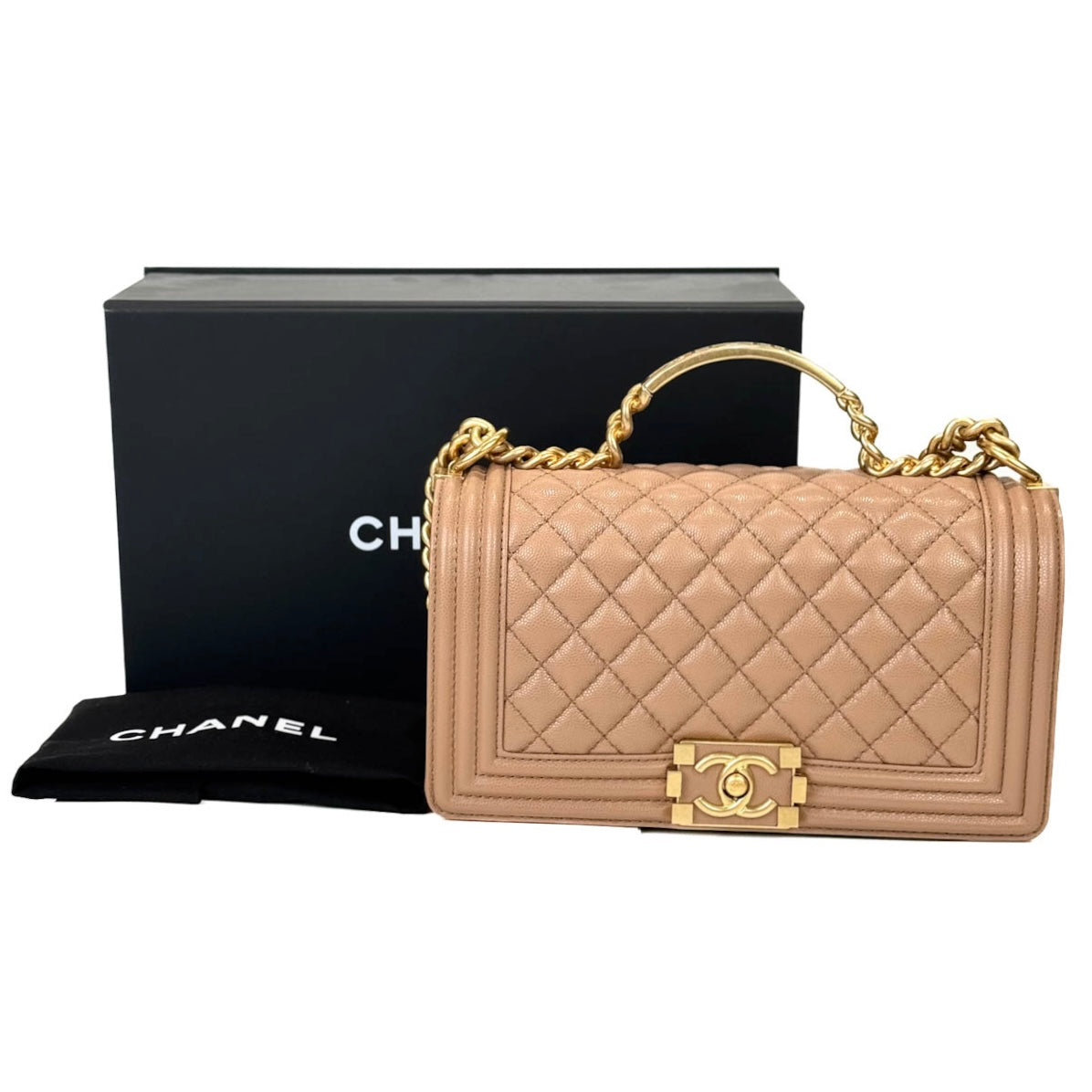 Chanel Leboy Medium Cream Bag with Handle