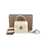 Bvlgari Serpenti Bag Top Handle Pearly White Patent Leather