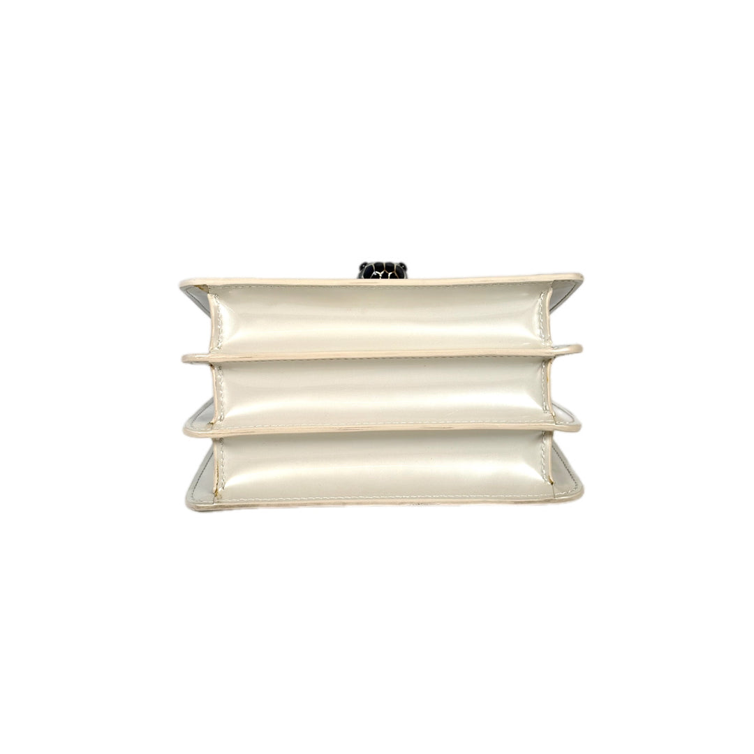 Bvlgari Serpenti Bag Top Handle Pearly White Patent Leather