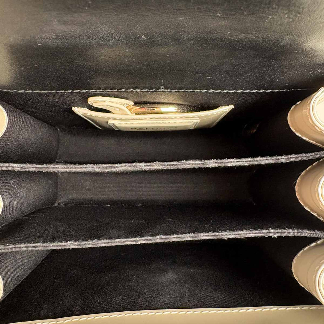 Bvlgari Serpenti Bag Top Handle Pearly White Patent Leather