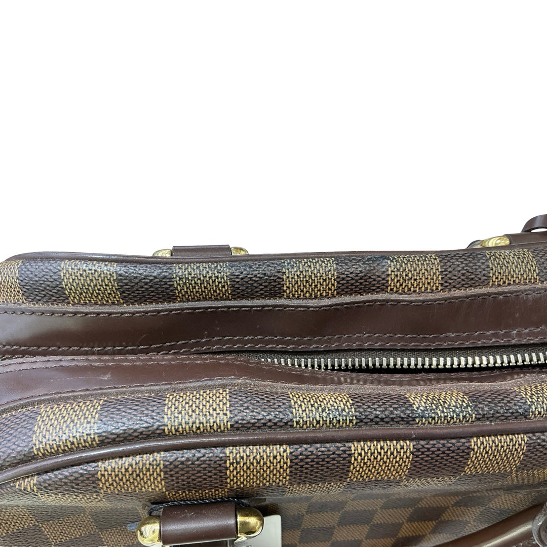 Pre-owned Louis Vuitton Vintage Duomo Boston Bag in Brown, Dark Brown Damier Ebene Coated Canvas - photo 12