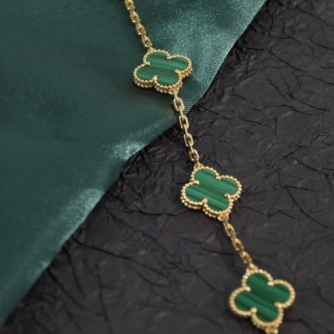 VCA Vintage Alhambra 5 Motifs 18K Malachite Bracelet