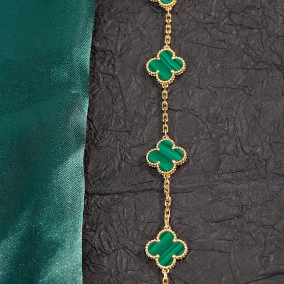 VCA Vintage Alhambra 5 Motifs 18K Malachite Bracelet