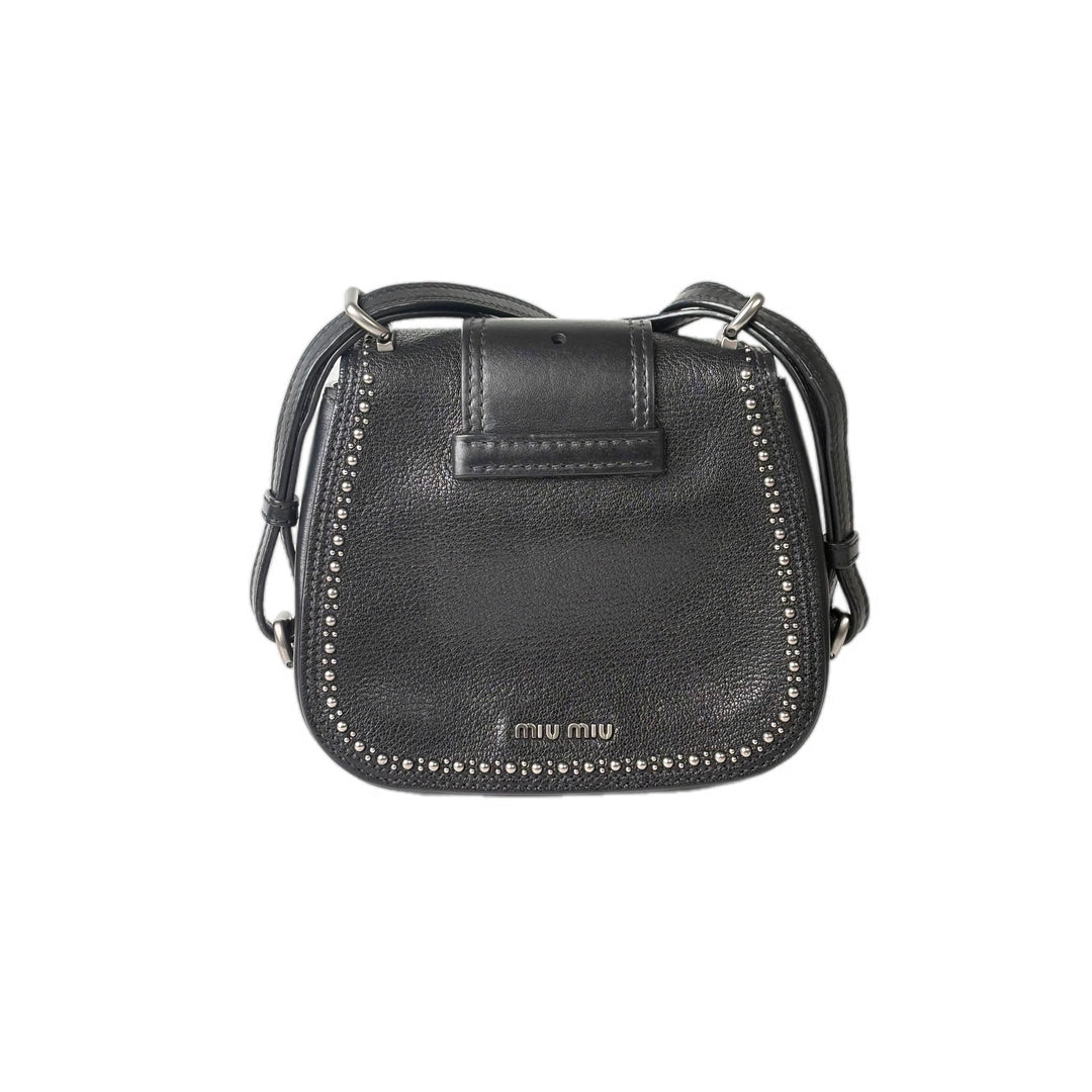 Miumiu Strap Crystal Bag Black Clalfskin