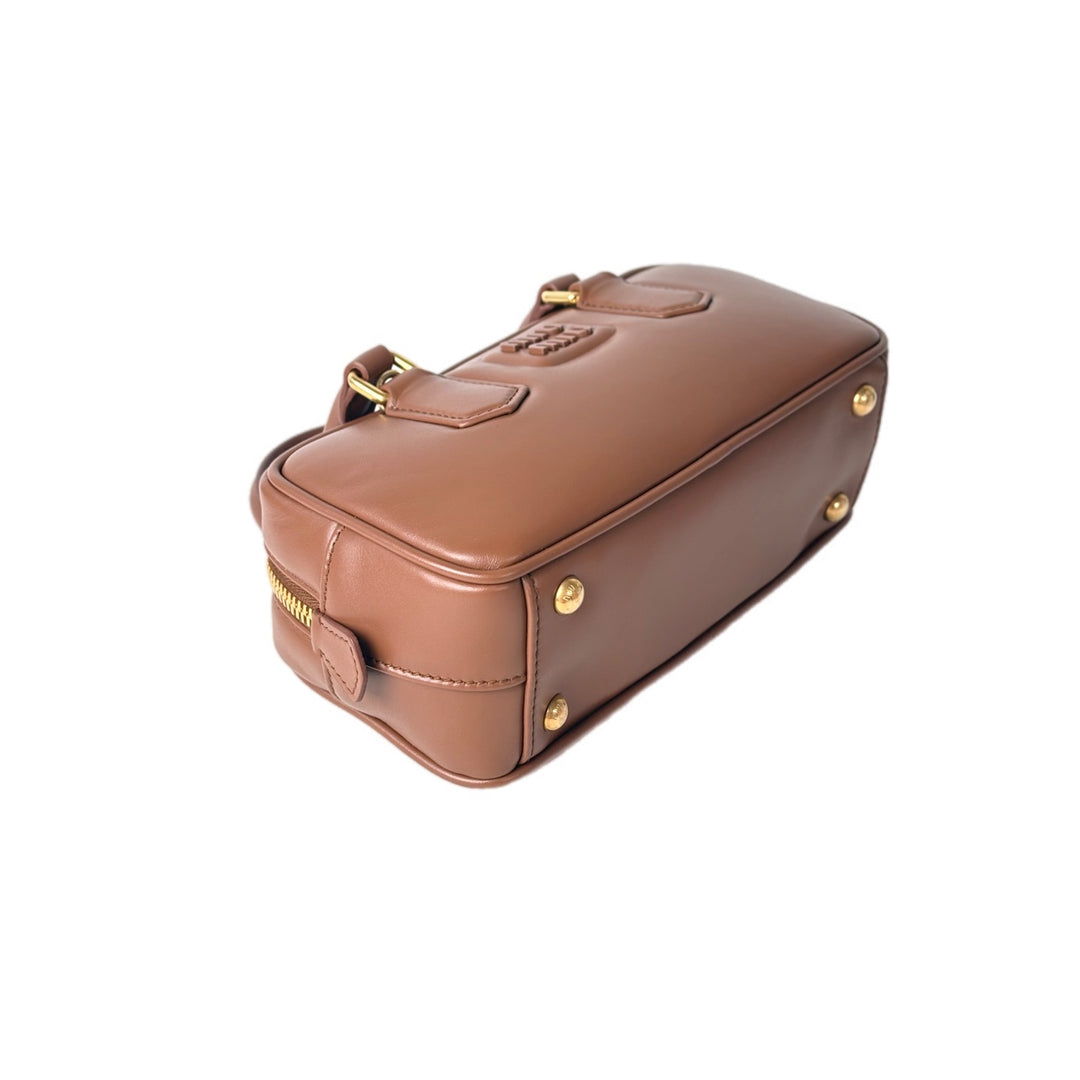 Miumiu Arcadie leather Mini Bag Cognac Color