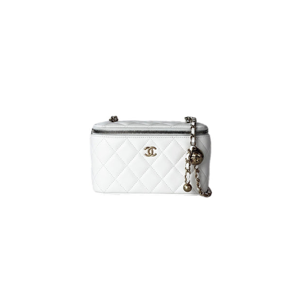 Chanel Vanity Box White Lambskin with Pearl Crush | JK Store