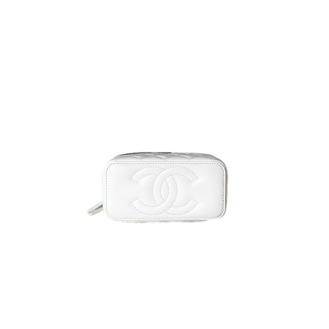 Chanel Vanity Box White Lambskin with Pearl Crush