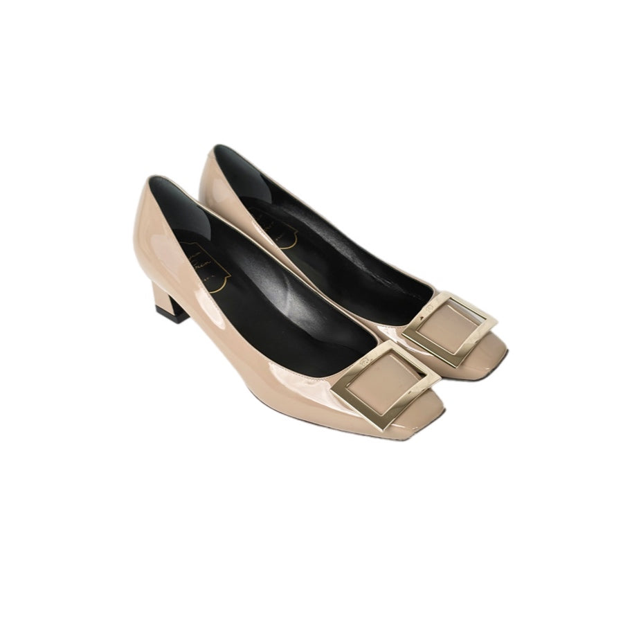 Roger Vivier Trompette Beige Patent Shoes#38.5