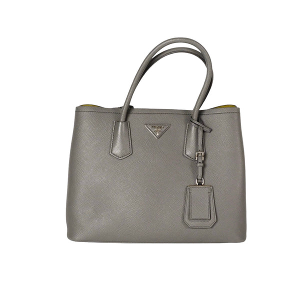 Pre-owned Prada Saffiano Grey Handbag with Strap