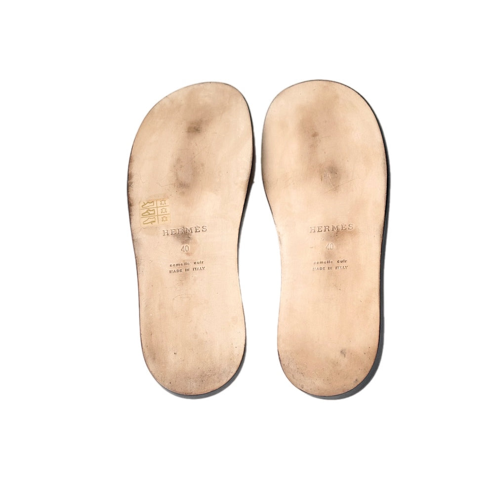 Hermes Izmir White Sandals #40