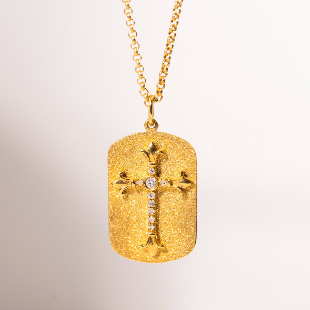 Natural White Diamond Cross  Necklace D0.032ct,18K